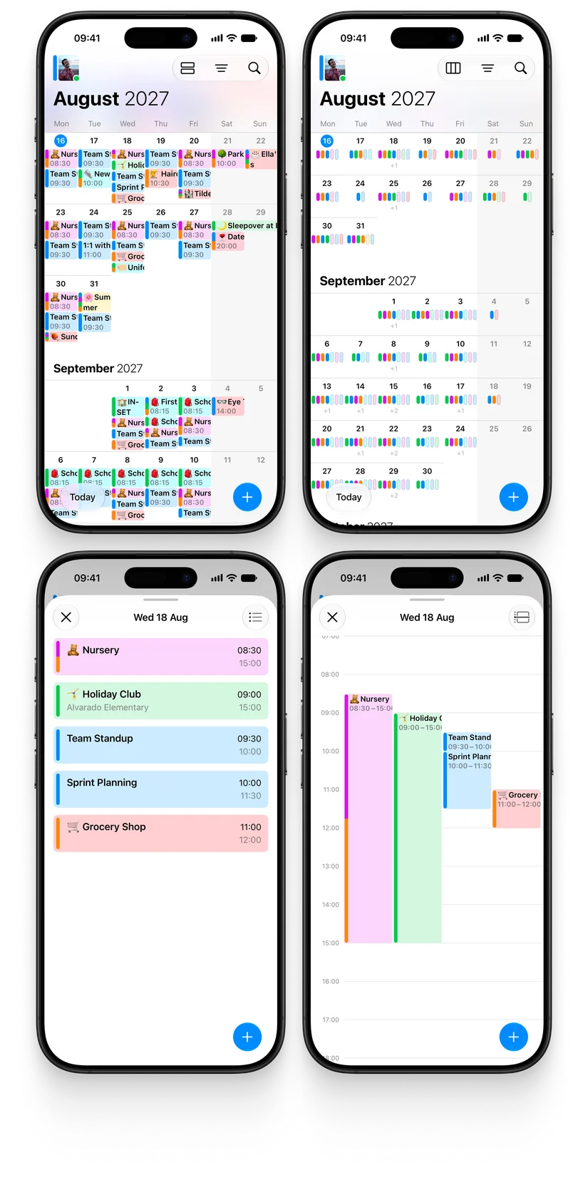 OurCal’s colour-coded week view on iPhone